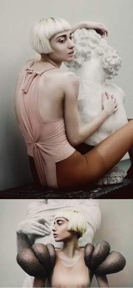 白发“雕塑”女