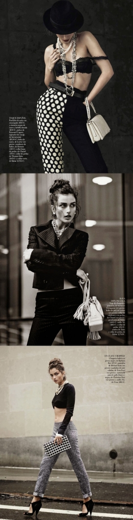 安德烈娅・迪亚科-Vogue淑女西班牙-美丽的珍珠泳装，和男性化的夹克时装秀