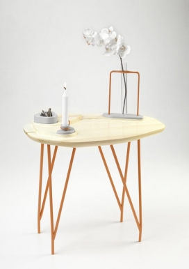 Gergeti茶几咖啡桌-米兰设计工作室NVDRS作品-配有可拆卸的木制陀螺，打开可作为一个托盘