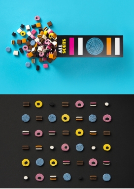 All Sorts-最前沿大胆俏皮独特的形状颜色包装设计，可以让消费者轻松识别不同品种