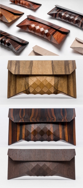 木制袋钱包-看起来像木折纸