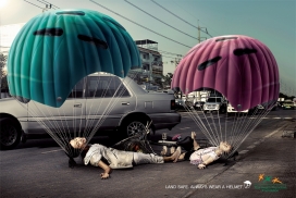 超大的降落伞安全头盔帽-泰国健康促进基金会（道路安全）公益平面广告