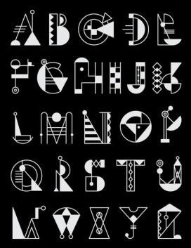 Bauchstaben几何形状和线条组成的字体-设计灵感来自一个有趣好玩的包豪设计