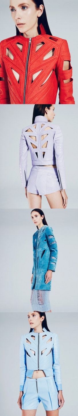 Mikhael Kale-2014春/夏时装系列-五颜六色的元素，淡紫色柔和色调，紧绷的铅笔裙和上衣