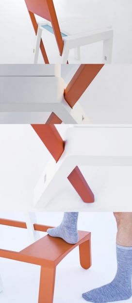 有趣的颜色交叉椅子故事-可以转变为儿童的办公桌或一个简单的凳子