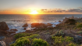 迷人可爱的日落黄昏海洋