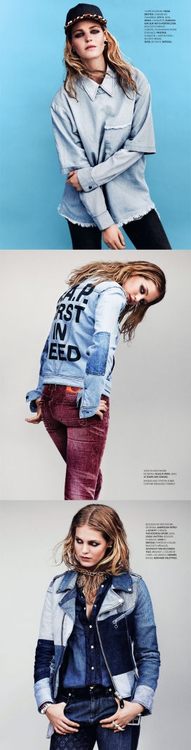 ELLE法国-金发碧眼的美女展现休闲牛仔风格