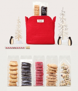 美味漂亮的五彩饼干-洛杉矶面包店创造的可爱饼干礼品篮-经典的一条鲜红色透明袋让人立刻联想到节日