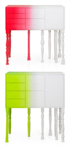 传统与现代荧光颜色渐变柜子