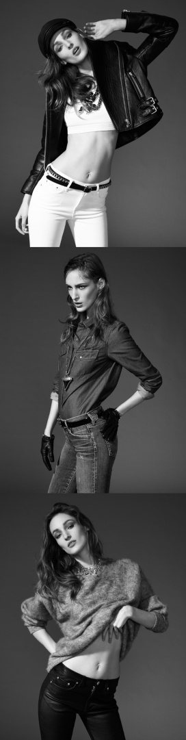 别致的时尚-黑白色牛仔布皮革珠宝时装广告