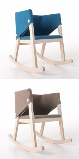 毡软垫实木摇椅-使用了两个木螺丝钉，消除了其它的粘接剂