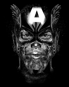 黑色朋克漫画-奇迹梦幻般的烟雾插画作品