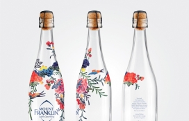 富兰克林山香槟酒瓶设计-丝绸水彩印花表明纯度的新的一面
