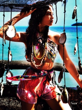 新浪潮-Marie Claire玛丽克莱尔澳大利亚2014年1月-热烈的嬉皮冲浪女孩-鲜明的色彩，奢华的面料