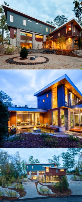 俯瞰西大特拉弗斯湾的别墅酒店-坐在沿山脊的顶部，质朴干净现代的线条，融入家居环境设计，每个房间周围的景观感觉都是连接的