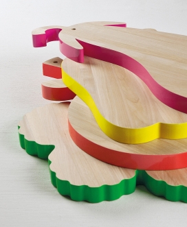 水果和蔬菜形的木制彩色水果砧板