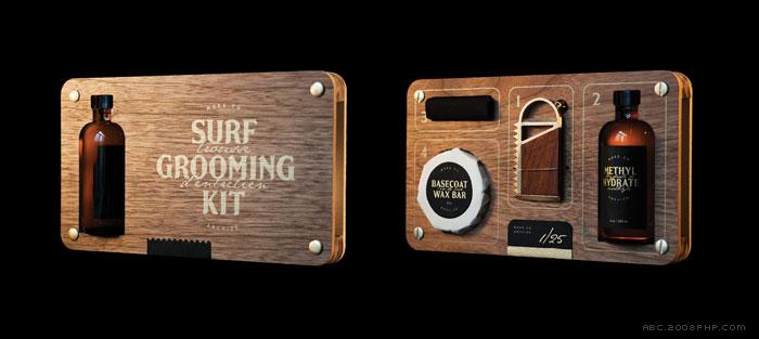 一个奇妙的设计-滑板冲浪美容工具包-最先进的冲浪板维护套件,配备了真皮挂绳,包括一个青铜和巴西紫檀木 ,黑色棉布,蜡棒和一瓶甲基水合物,可以擦去蜡留下任何残留物---酷图编号6