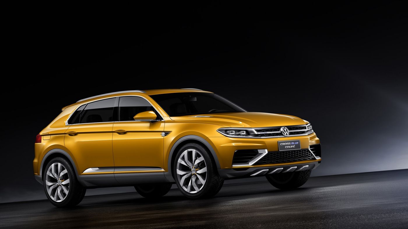 大众金色十字蓝SUV越野轿跑车侧面尾部壁纸图片
