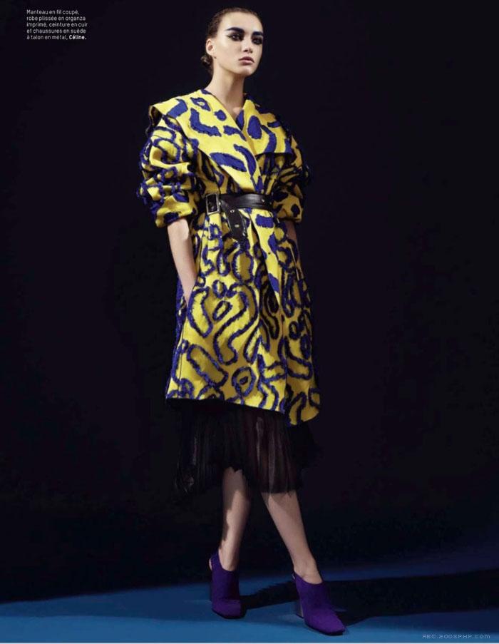 郝库兹涅佐娃-LOFFICIEL巴黎2014年2月-大胆的图案城市涂鸦外观时装秀---酷图编号5