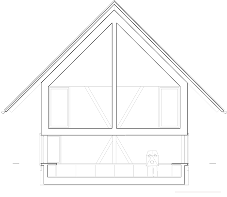 尖角木屋-木支架圆形窗口-位于瑞士北部麦田和树林灌木丛间,由当地建筑师Pascal Flammer设计,陡斜屋顶和飞檐,而且还集成了现代的元素,如全高玻璃和冲洗细节。---酷图编号29