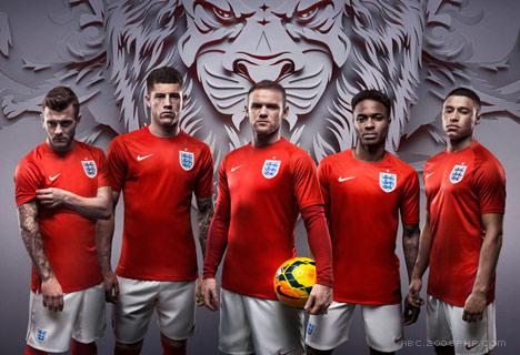 2014英格兰细条纹图案足球套装服装设计---酷图编号1089030
