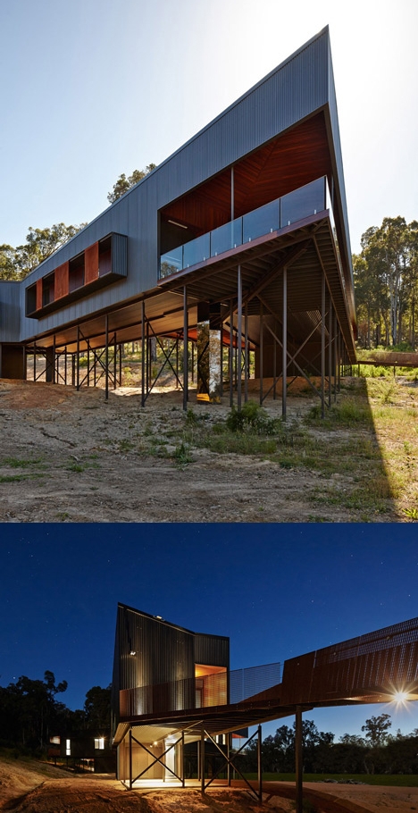 澳大利亚丛林曲折度假屋-看上去是从地面上升起的建筑,以尽量减少其对原生景观和野生动物的影响封面大图