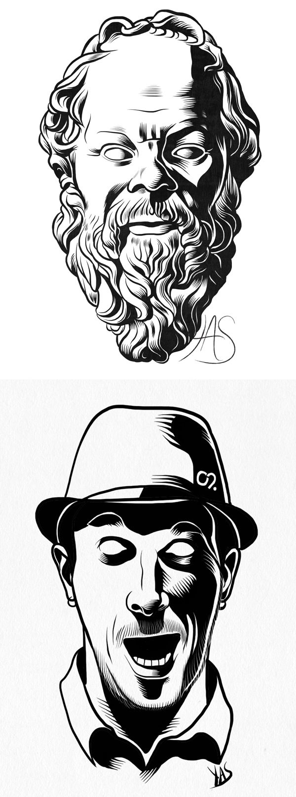 Portraits-铅笔人像插画图片