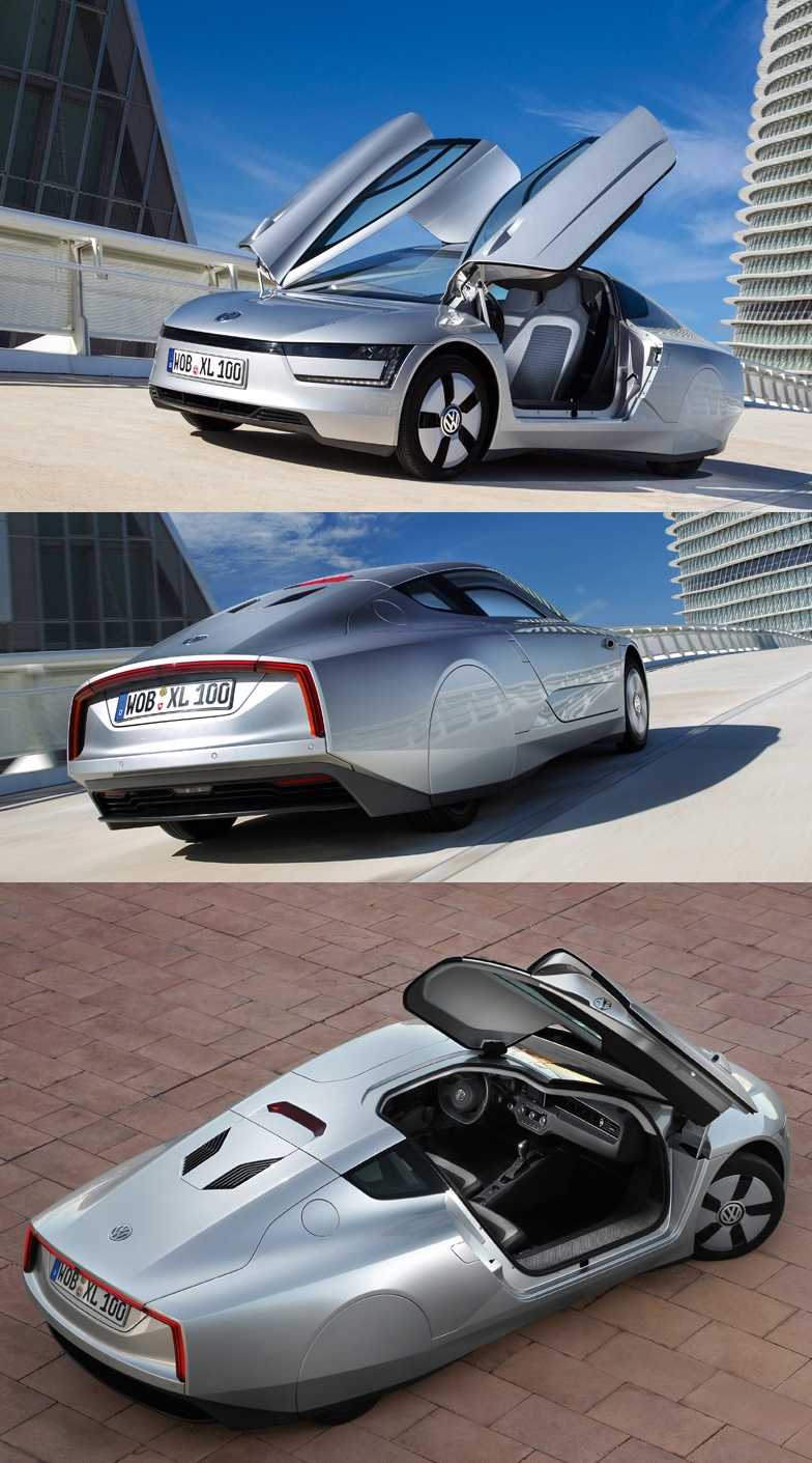 德国Volkswage大众汽车品牌XL1概念车设计-声称是最省油的量产车,消耗仅为0.9升每百公里燃料,以空气动力学设计,低体重和混合型柴电发动机。图片