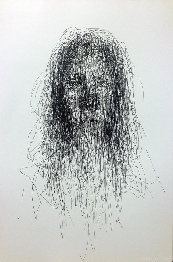 铅笔狂草人像插画---酷图编号21