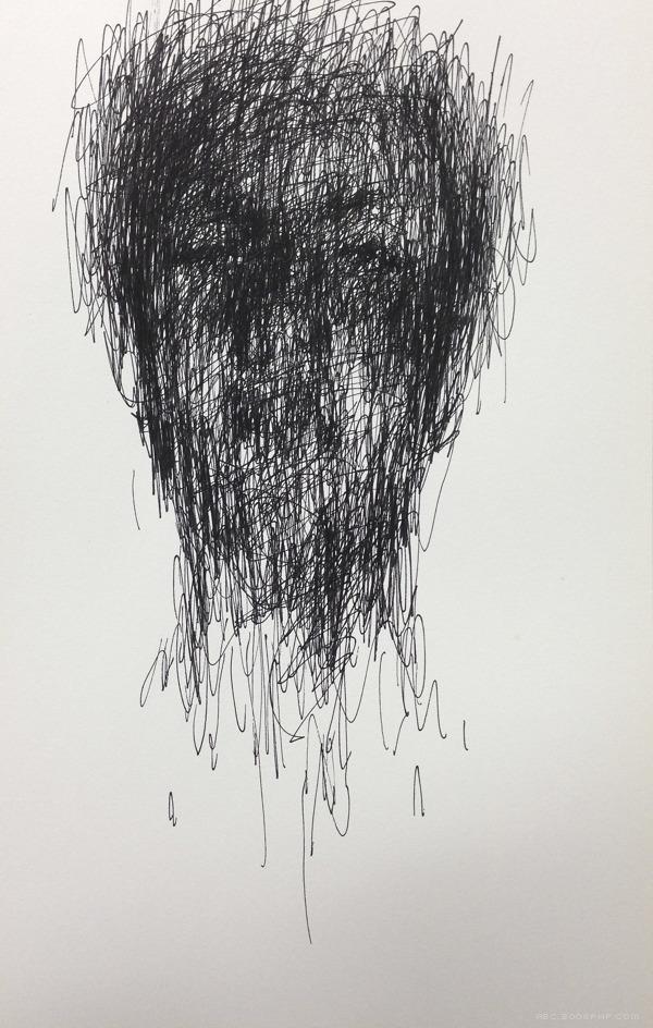铅笔狂草人像插画---酷图编号9