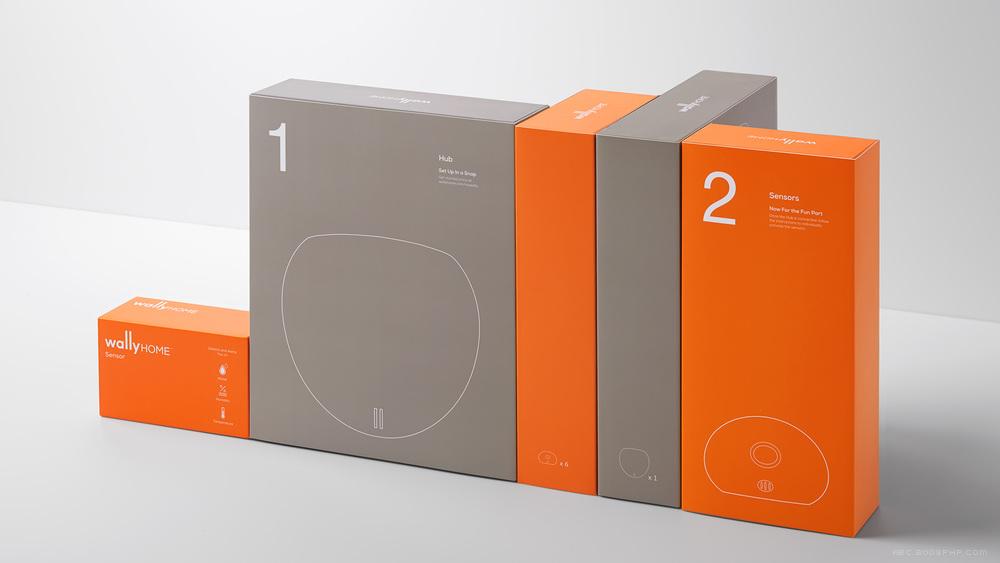 Wally-家居传感器系统包装设计-沃利是一个新的漏水检测传感器警报系统,创造一个传感器网络,提醒你房屋漏水以及其它危险趋势,湿度和湿度。简单的人物线条插图设计和图表来说明产品使用方便---酷图编号3