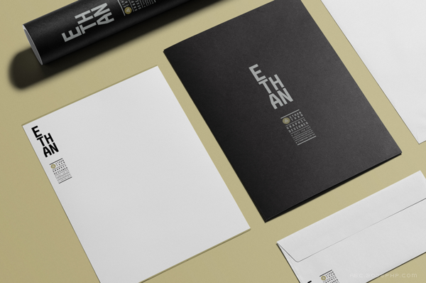 Self Promotion-个人设计师品牌设计-个清晰的视觉体验,黑白色的标志是使用设计师名字的首字母作为主要的视觉元素---酷图编号1