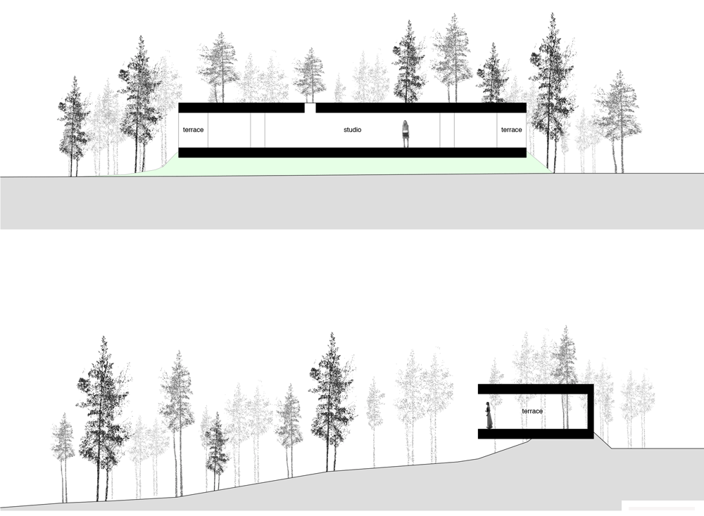 日本白色细长的住宅建筑-住宅位于靠近铃鹿山脉茂密的森林地区,有一条狭长18米宽的玻璃墙走廊,一览无余的两端自然景观,22米长的楼板和屋顶项目在前面形成一个隐蔽的阳台---酷图编号1101982