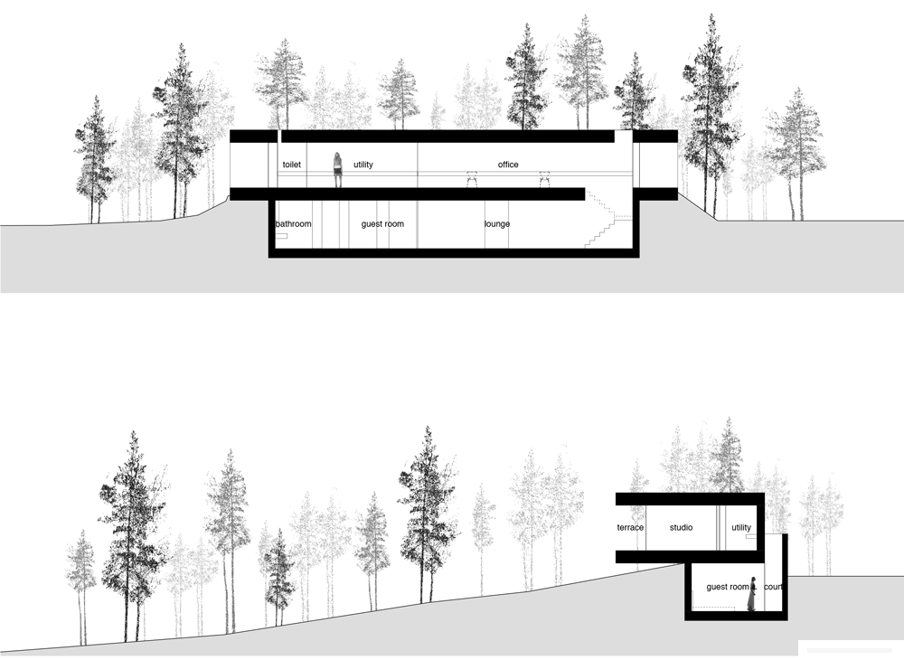 日本白色细长的住宅建筑-住宅位于靠近铃鹿山脉茂密的森林地区,有一条狭长18米宽的玻璃墙走廊,一览无余的两端自然景观,22米长的楼板和屋顶项目在前面形成一个隐蔽的阳台---酷图编号1101983
