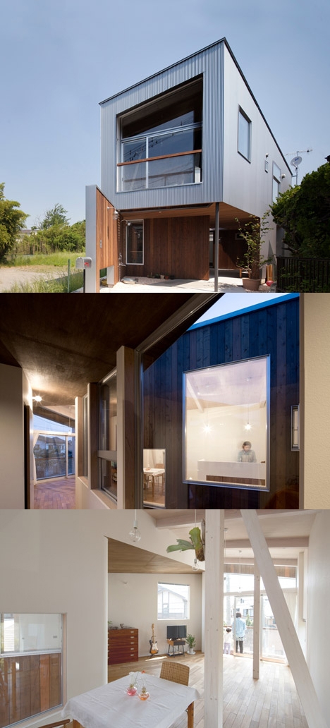 三角形庭院的房屋设计-灵感来自日本传统农舍,家庭的客厅和餐厅都设在一楼封面大图