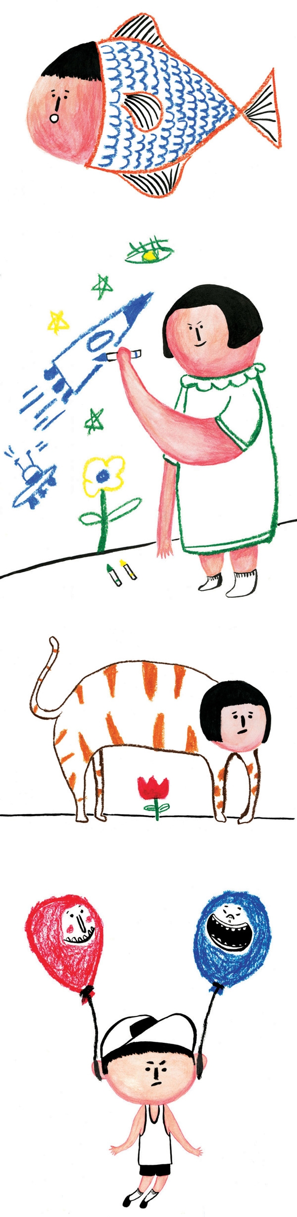 塞豆窿心事-儿童插画图片