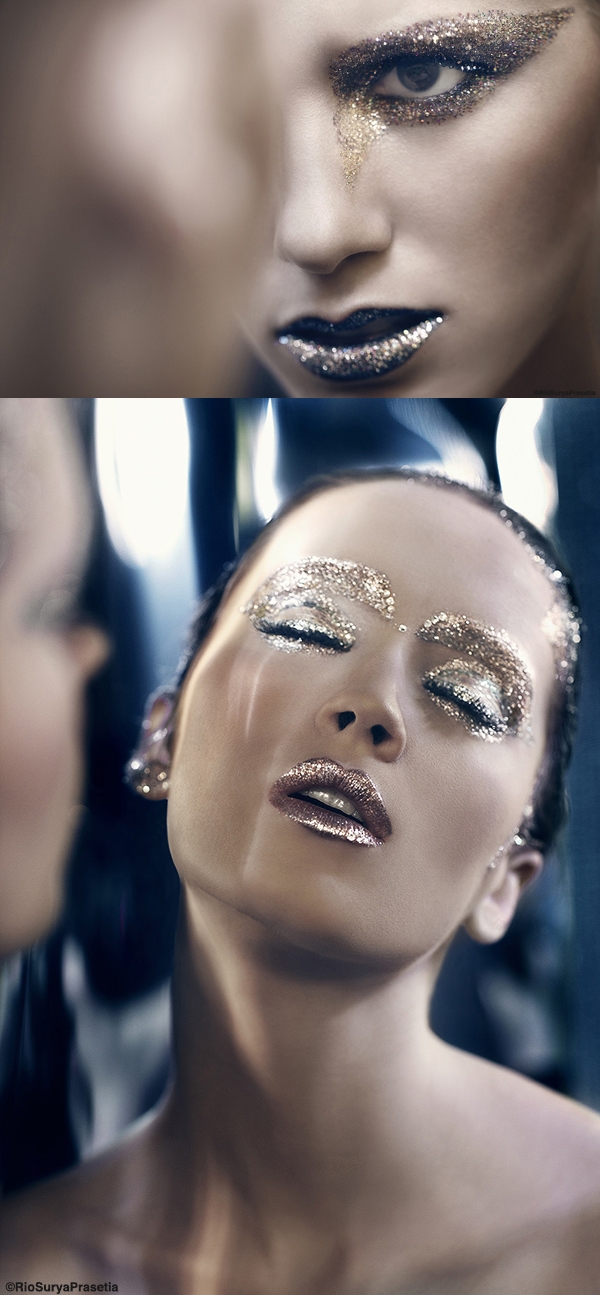 艾琳罗莎-时尚金色荧光睫毛彩妆秀图片