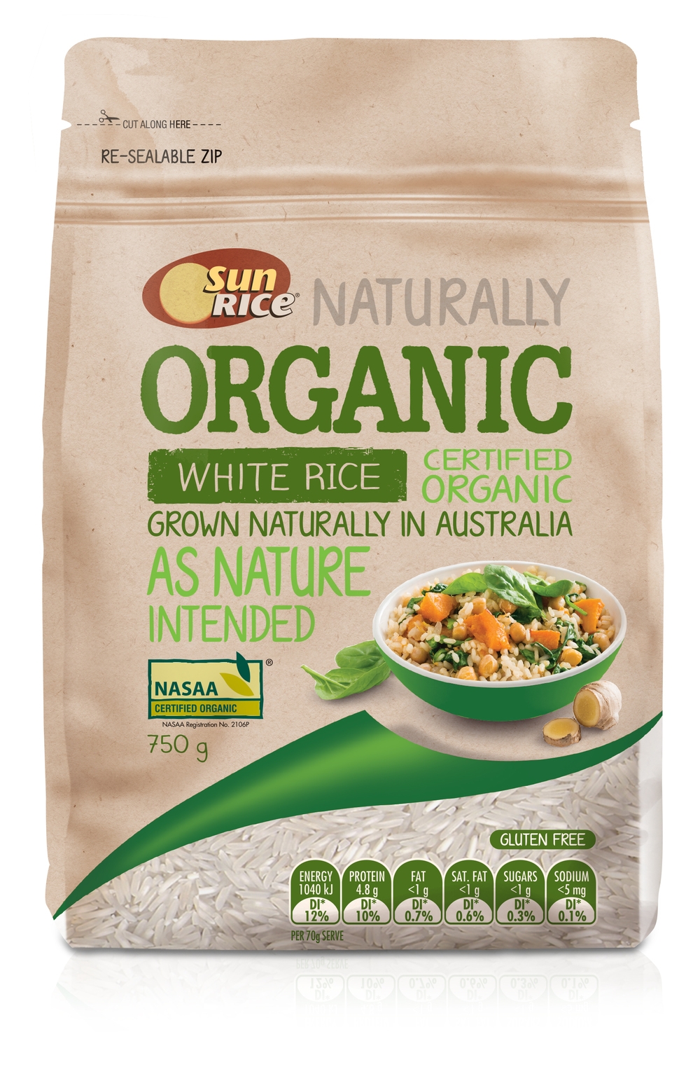 质朴的SunRice大米包装设计-各种手写风格字体和蔬菜风格调色板图片