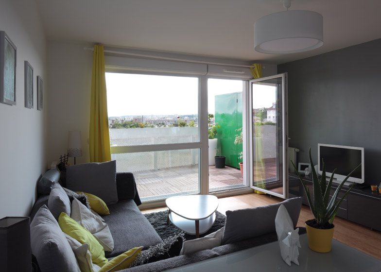 巴黎白色波浪阳台公寓建筑-纹波层在其最宽处3.2米,甲板有30平方米邻客---酷图编号1107931