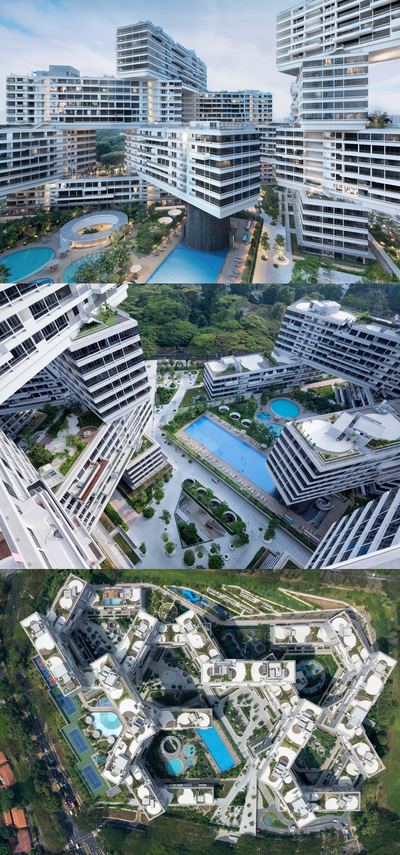 纵横交错的塔楼-17万平方米的复合体,31栋公寓楼,每个都有一个帧露台花园,堆叠在一起,像蜂窝状一样封面大图