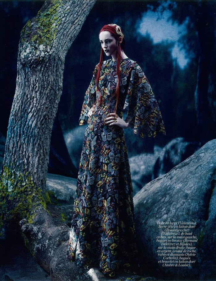 中世纪的少女-柔和豪华的纹理图案-灵感来自于大自然和骑士-Marie Claire玛丽克莱尔2014年10月2日---酷图编号5