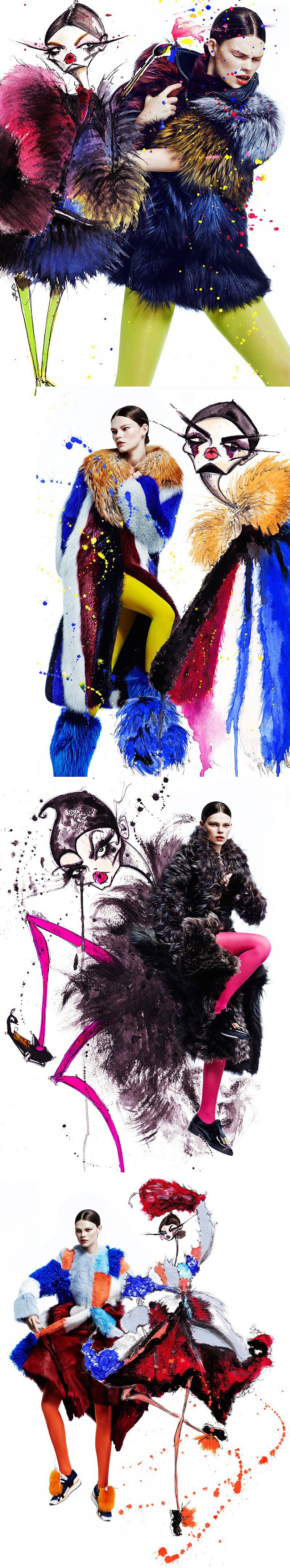 Kelly Mittendorf-手绘多彩漫画秋冬皮草时装图片