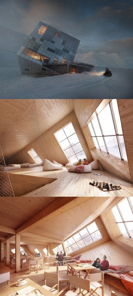 立方体魔方山旅馆-看上去似乎是降落在山上的魔方-捷克8000工作室作品,主要以太阳能为能源,为跨越斯洛伐克最高山脉徒步旅行者提供住宿封面大图