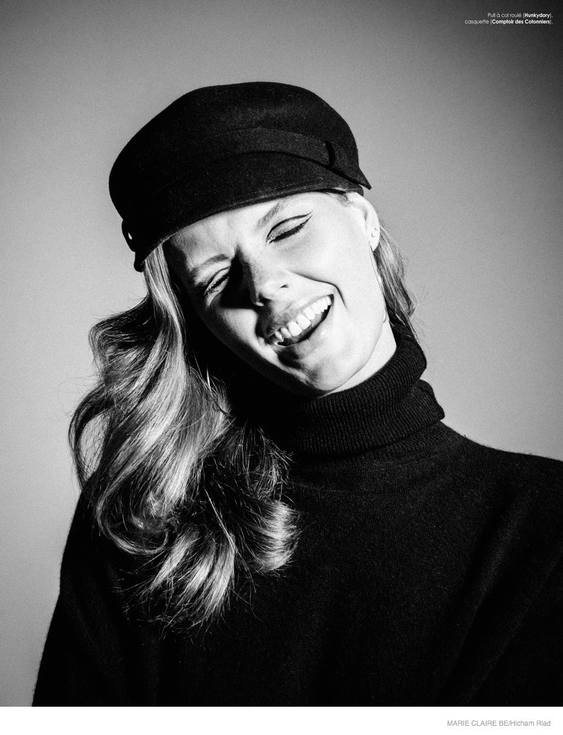 玛丽克莱尔由比利时-荷兰模特金发美女Marlijn Hoek演绎色彩鲜艳的版画外衣女装秀---酷图编号1