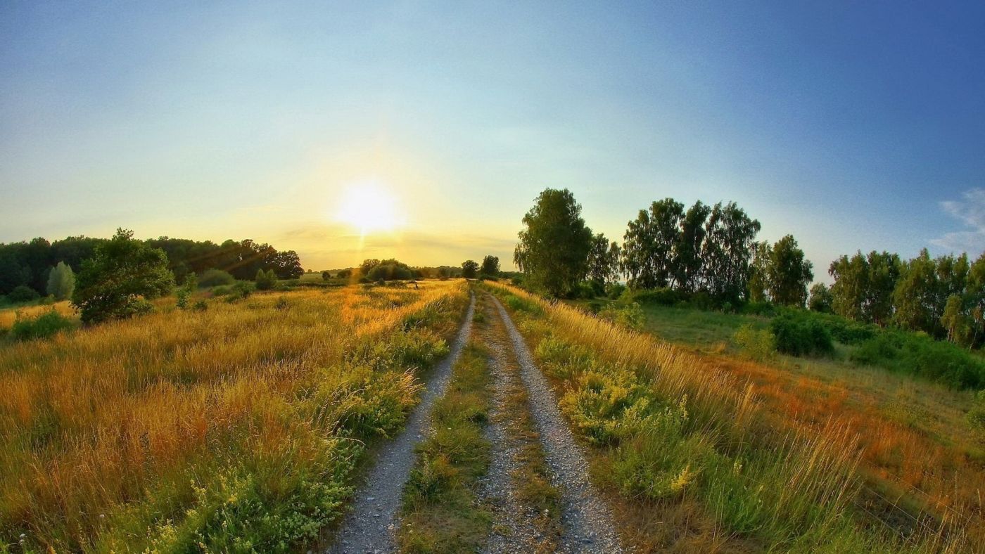 高清晰黄昏黄泥路壁纸图片