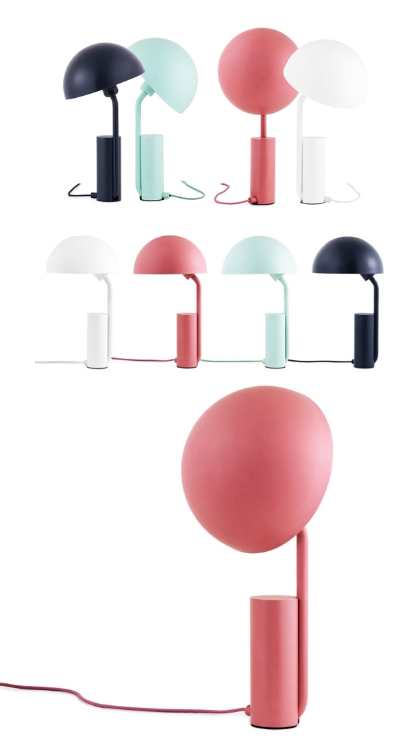 一个简单可调的几何台灯-德国设计二人组KaschKasch设计-灵感源于卡通人物Calimero,有一个大的半圆形灯罩是模仿卡通外壳,为你舒适环境提供温暖的光图片