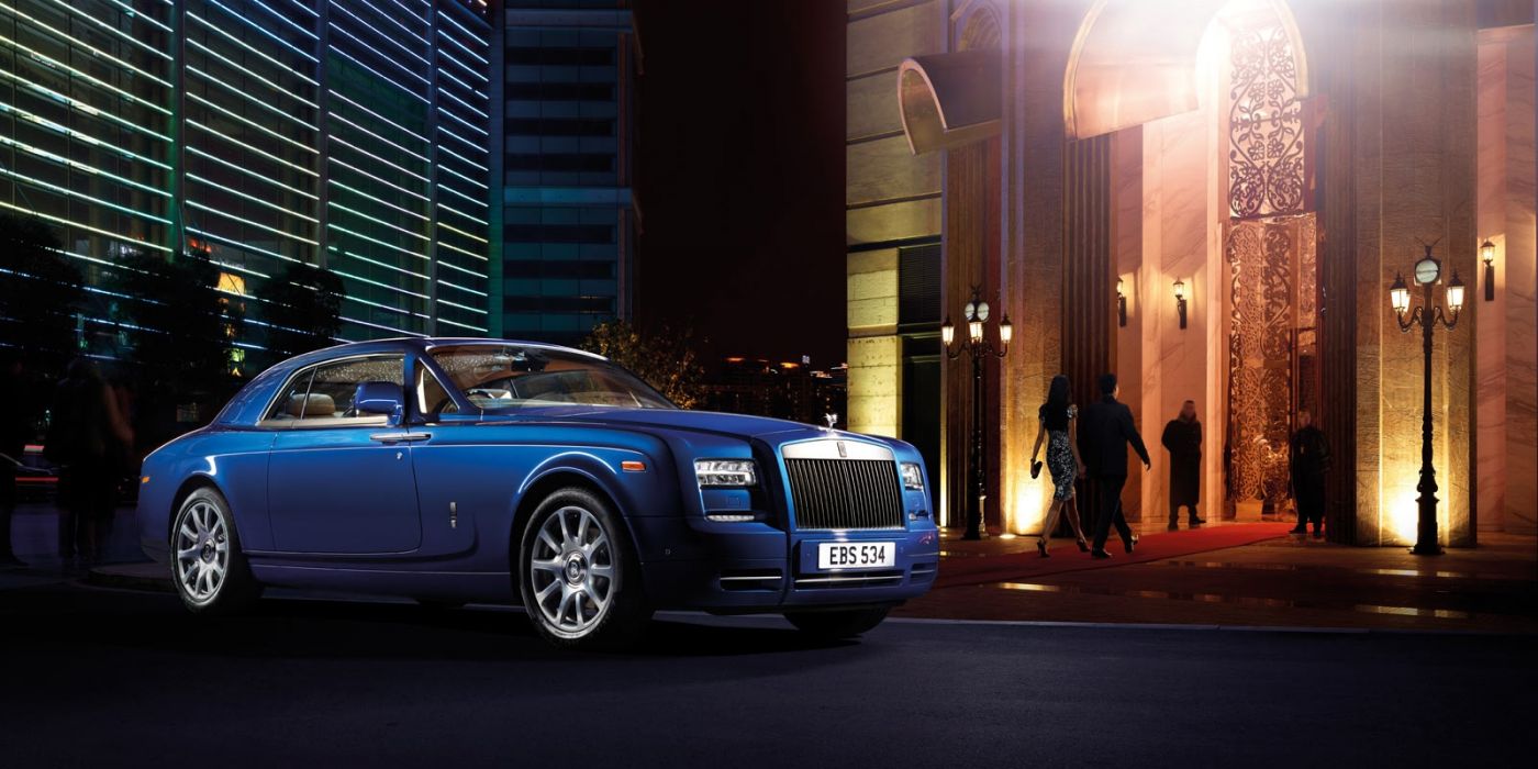 高清蓝色劳斯莱斯幻影双门轿跑车壁纸下载图片