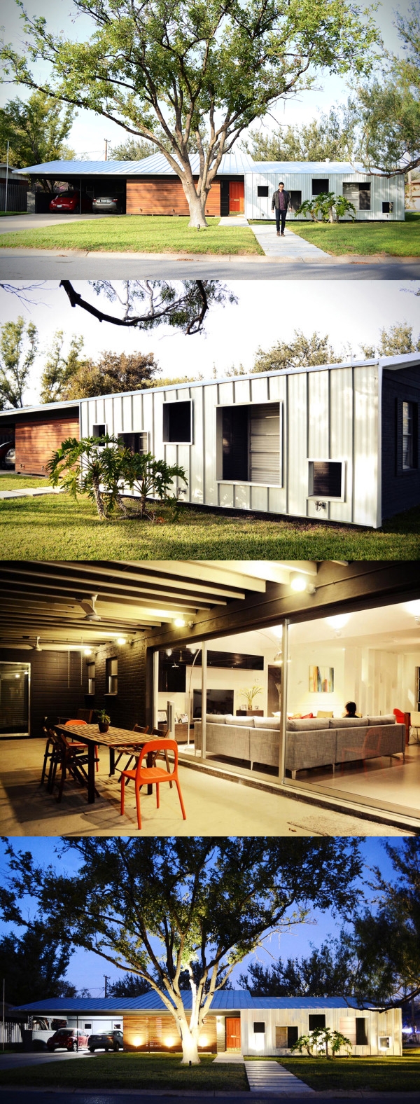 得克萨斯州现代装修的1950年房子-自然光透过零星摆放窗户进入室内空间图片