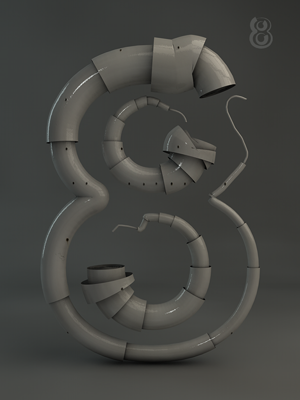 Grow typography-亮晶晶的水管字体设计---酷图编号37