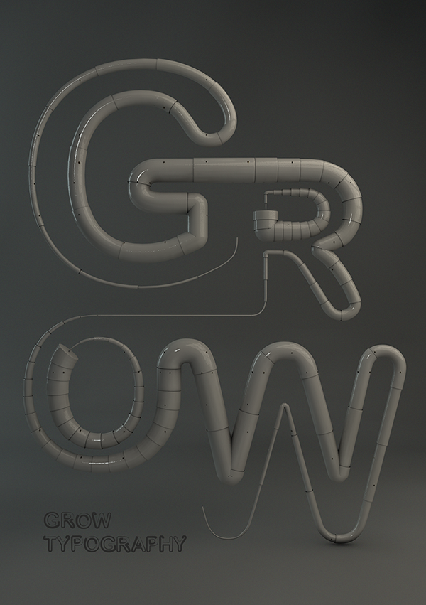 Grow typography-亮晶晶的水管字体设计---酷图编号27